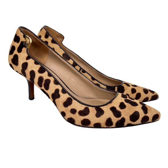 Tory Burch Shoes - Tory Burch Elizabeth Beige Calf Hair Leopard Print Point Toe Stiletto Pumps 7.5